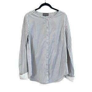 Michael Stars Womens Grey White Striped Button Down Shirt DFL90 Size M